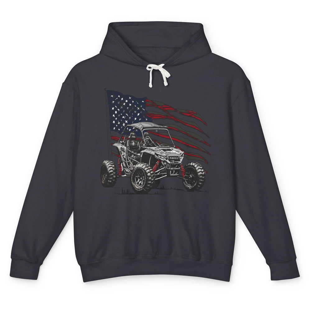 US Flag ATV UTV Rider July 4th American Patriotic Mud Riding Unisex Lightweight Hoodie