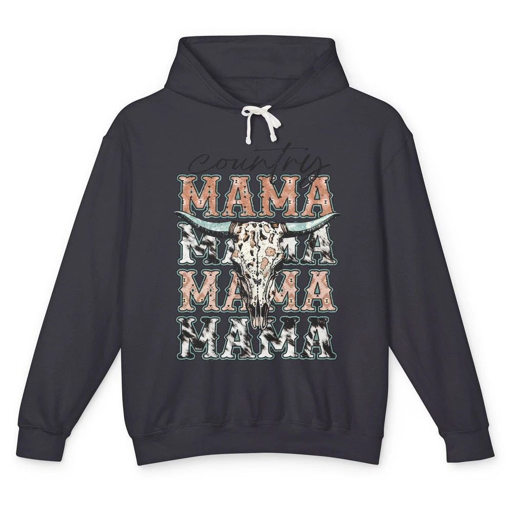 Leopard Boho Bull Skull Country Mama Desert Spirit Western Unisex Lightweight Hoodie