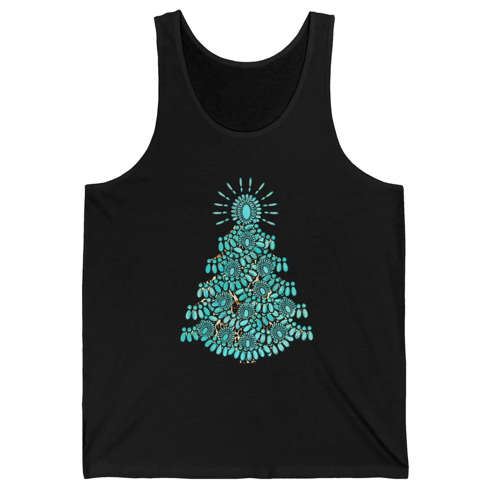 Turquoise Christmas Tree Western Christmas Country Farm Unisex Jersey Tank