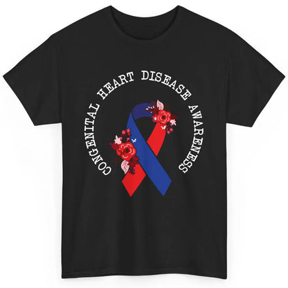 CHD Congenital Heart Disease Awareness Red Blue Ribbon Classic Unisex T-Shirt