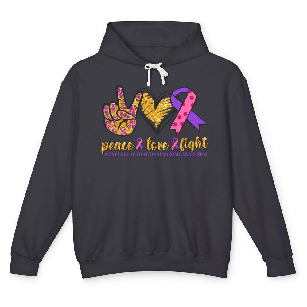 Mast Cell Activation Syndrome Awareness Peace Love Fight Unisex Lightweight Hoodie