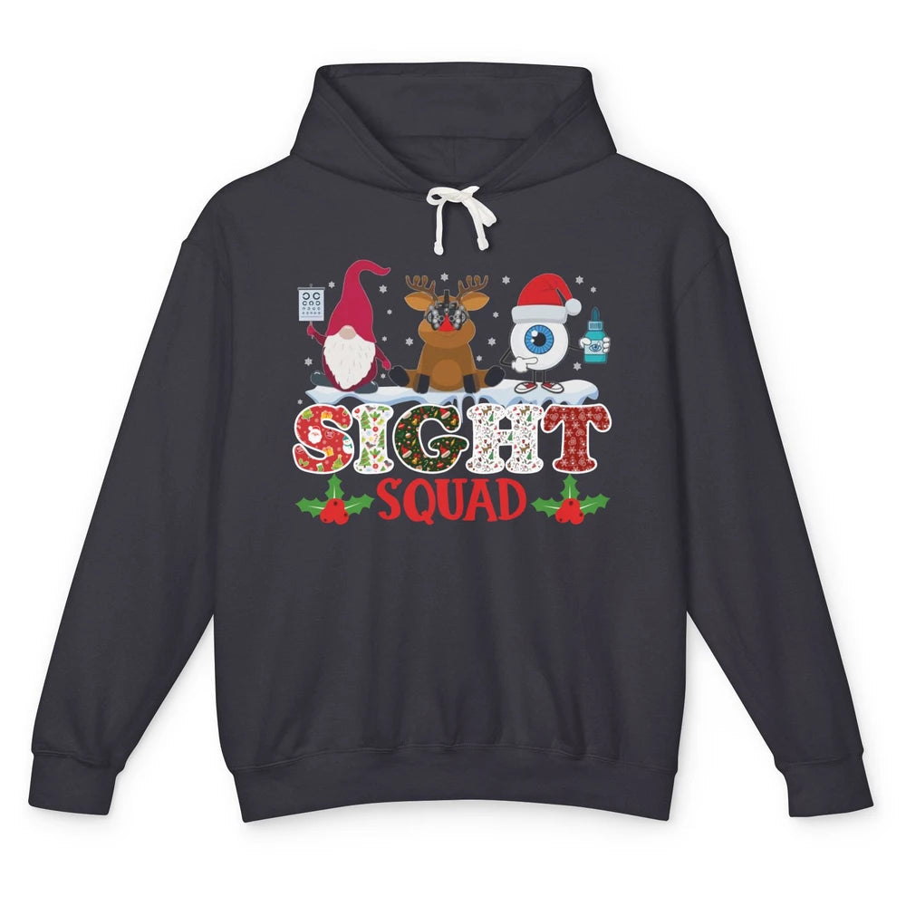 Optometrist Sight Squad Gnome Reindeer Optician Christmas Unisex Lightweight Hoodie