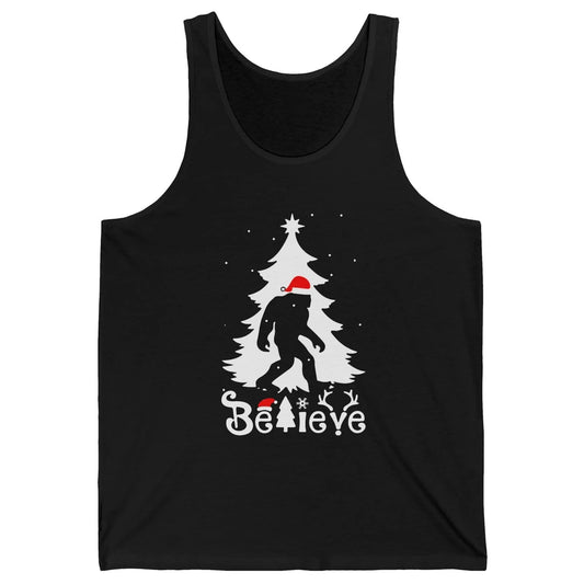 Funny Santa Bigfoot Believe Christmas Tree Sasquatch Lovers Unisex Jersey Tank