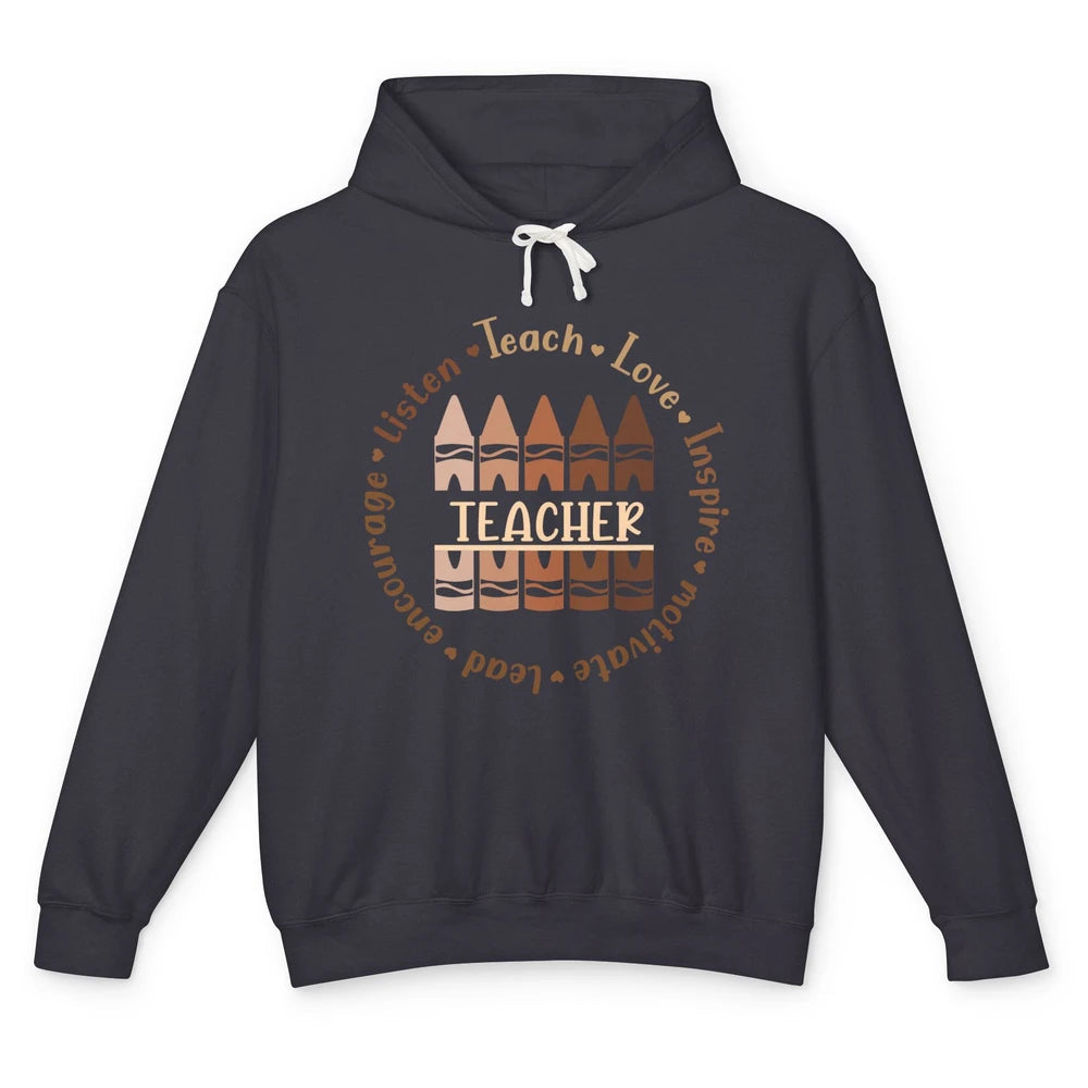 Teach Love Inspire African American Teacher Black Teacher Unisex Lightweight Hoodie