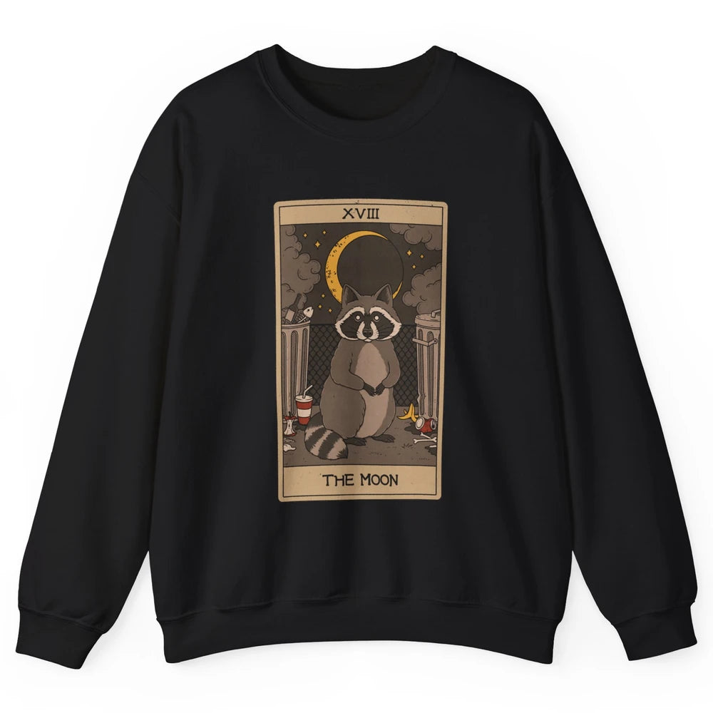 The Moon Raccoon Tarot Card Vintage Opossum Trashed Panda Unisex Crewneck Sweatshirt