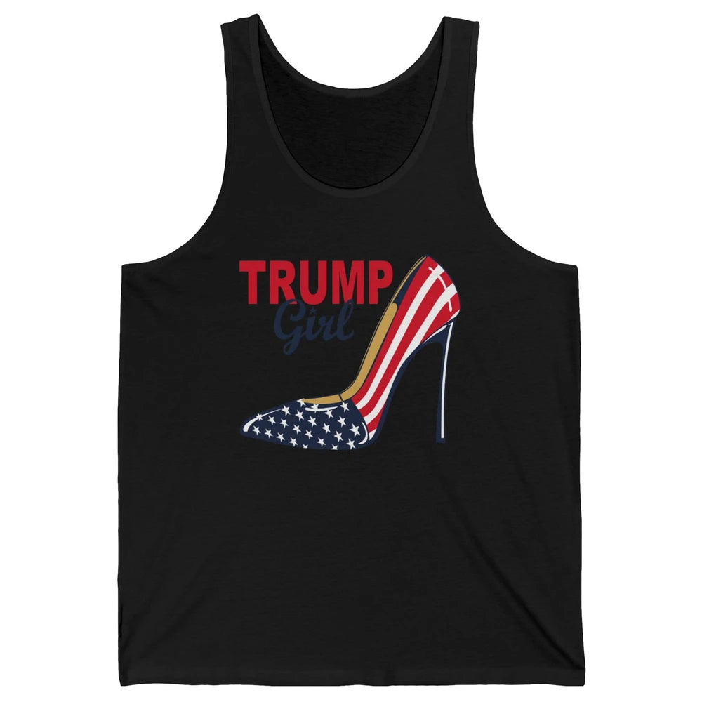 Trump Girl American Flag High Heels Republican Trump Support Unisex Jersey Tank