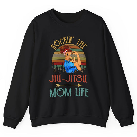 Vintage Messy Bun Jiu Jitsu Mom Life Taekwondo Martial Art Unisex Crewneck Sweatshirt