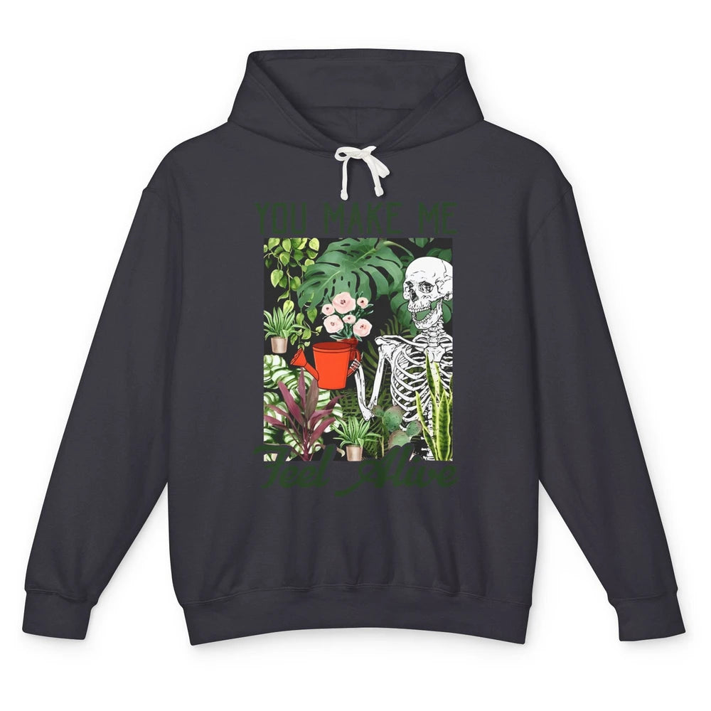 Make Me Feel Alive Skeleton Plant Flower Botanical Garden Unisex Lightweight Hoodie