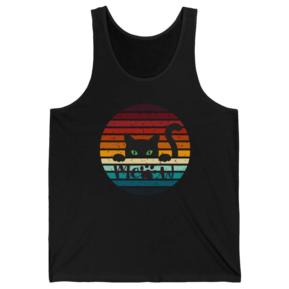 Vintage Black Cat Peeking Meow Cat Mom Cat Lady Gift Unisex Jersey Tank