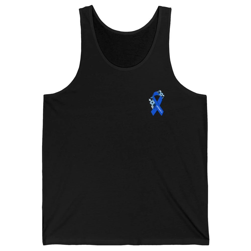 We Wear Blue Angelmans Syndrome Awareness Floral Blue Ribbon Unisex Jersey Tank