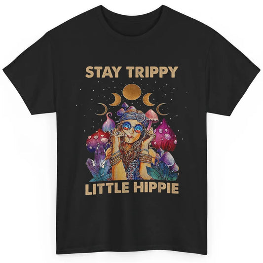 Stay Trippy Little Hippie Woman Moon Cottagecore Mushroom Classic Unisex T-Shirt