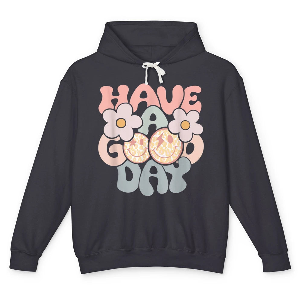 Smiling Face Daisy Have Good Day Retro Positive Motivation Unisex Lightweight Hoodie