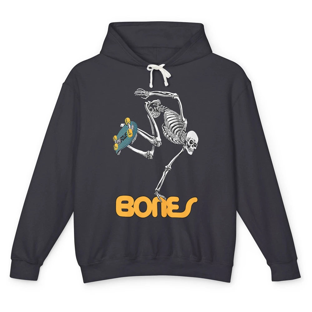 Funny Skeleton Skateboarding Halloween Bones Costume Gift Unisex Lightweight Hoodie