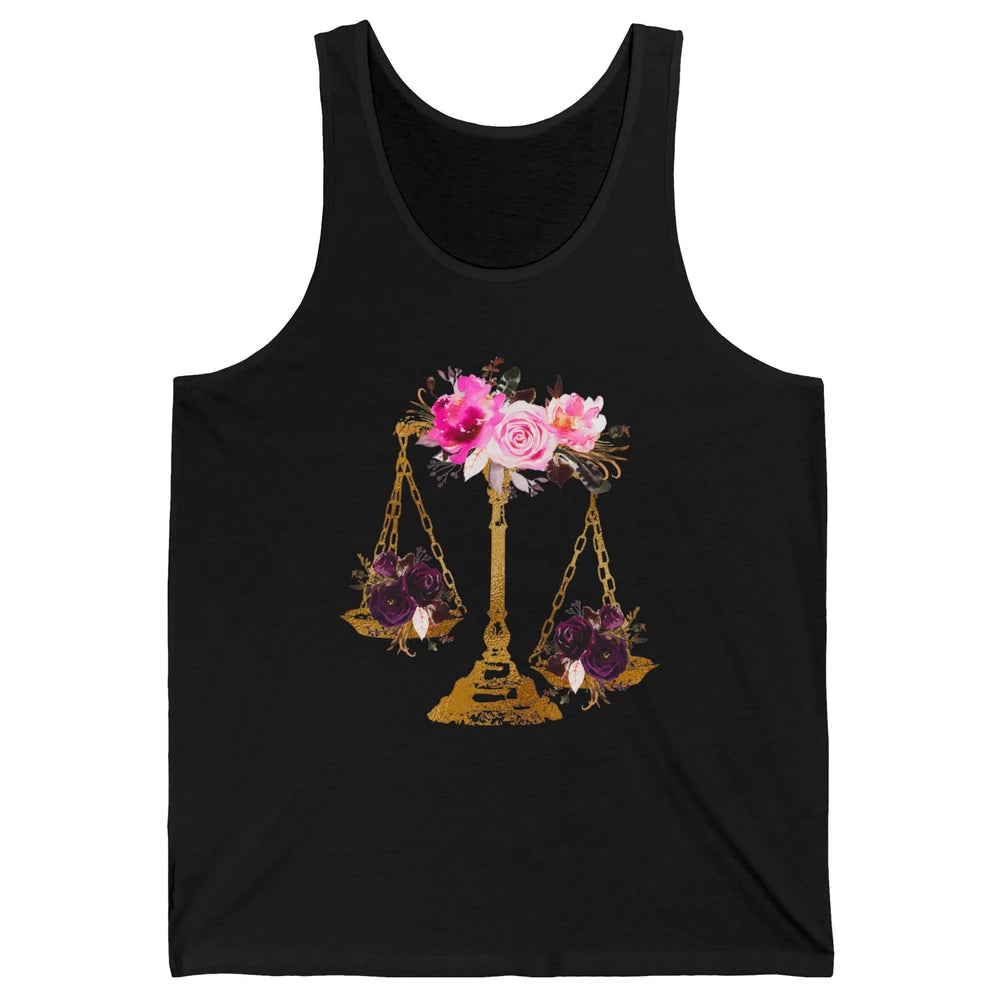 Wildflowers Lawyer Office Scales Roses Justice Law School Unisex Jersey Tank