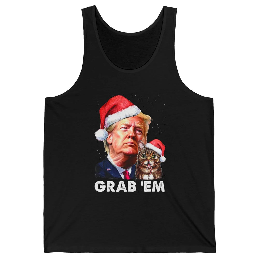 Funny Trump Cat Santa Grab' Em Trump Lovers Christmas Unisex Jersey Tank