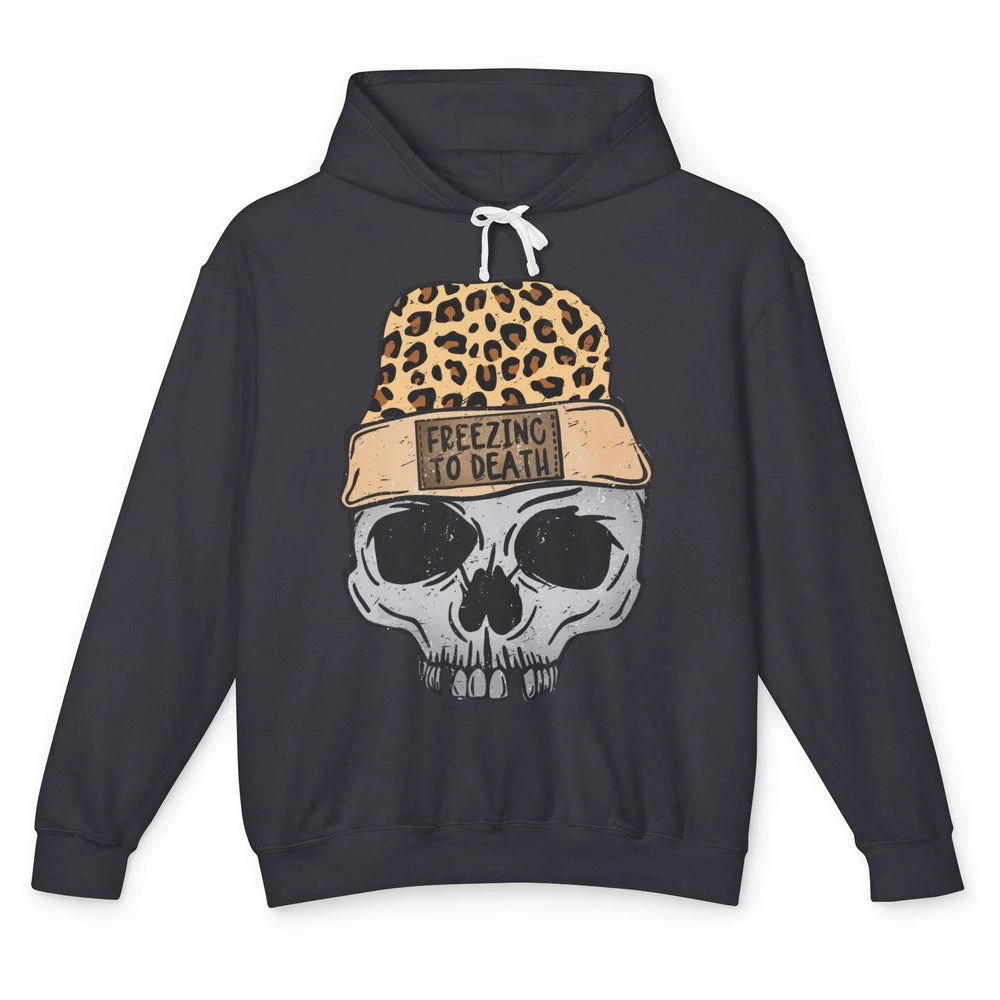 Funny Leopard Skull Freezing To Death Funny Christmas Winter Unisex Lightweight Hoodie