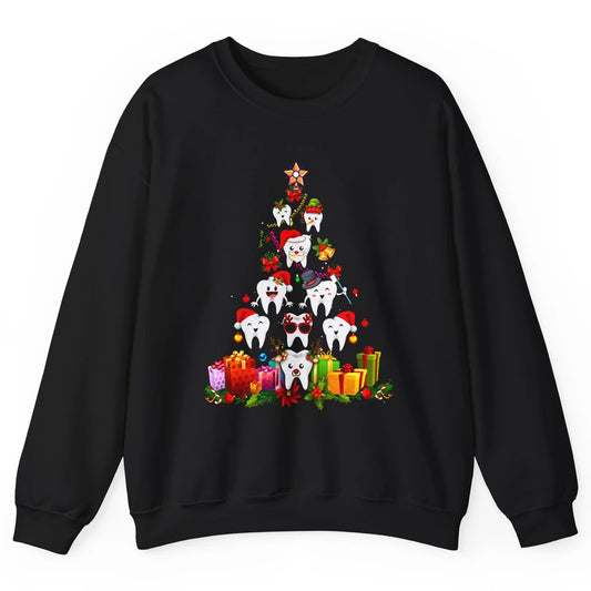 Funny Dentist Cute Teeth Christmas Tree Dental Christmas Unisex Crewneck Sweatshirt