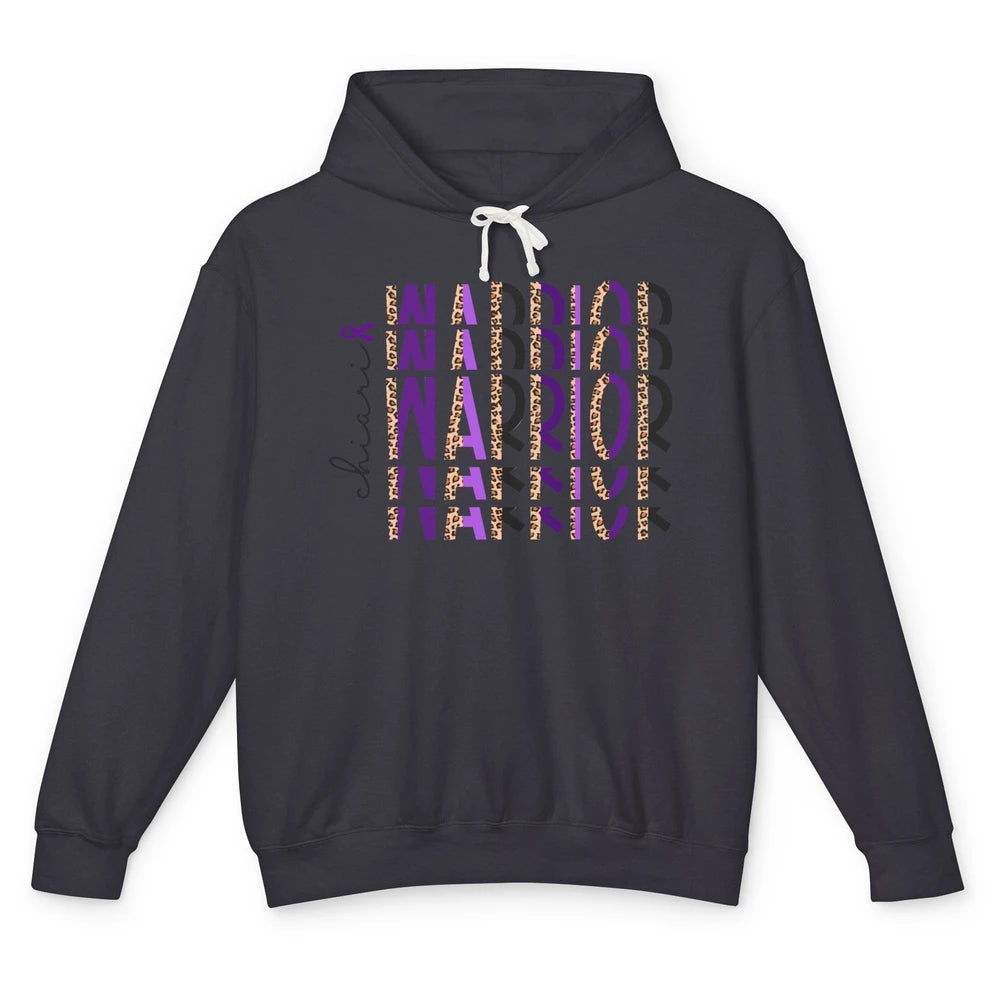 Chiari Warrior Leopard Purple Ribbon Chiari Awareness Month Unisex Lightweight Hoodie