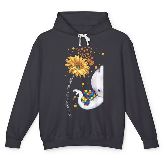 Sunflower Autism Elephant Mom It's Okay To Be Different Unisex Lightweight Hoodie