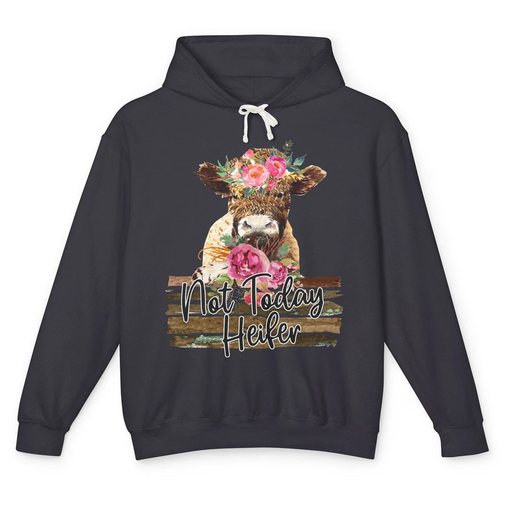 Floral Baby Cow Not Today Heifer Cow Lovers Farmer Gift Unisex Lightweight Hoodie