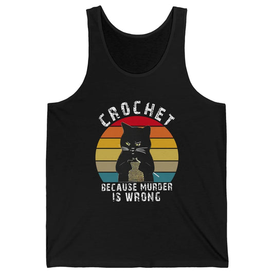 Vintage Black Cat Crochet Because Murder Is Wrong Crocheting Unisex Jersey Tank