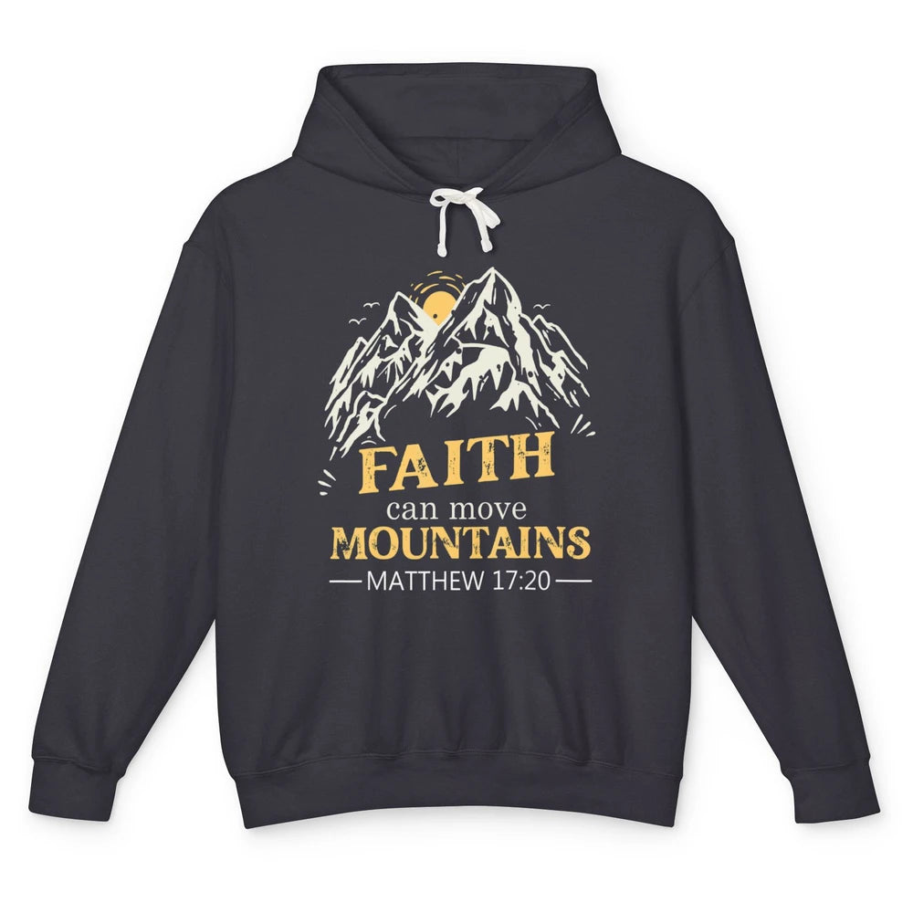 Faith Move Mountains Retro Jesus Christian Cross Bible Verse Unisex Lightweight Hoodie