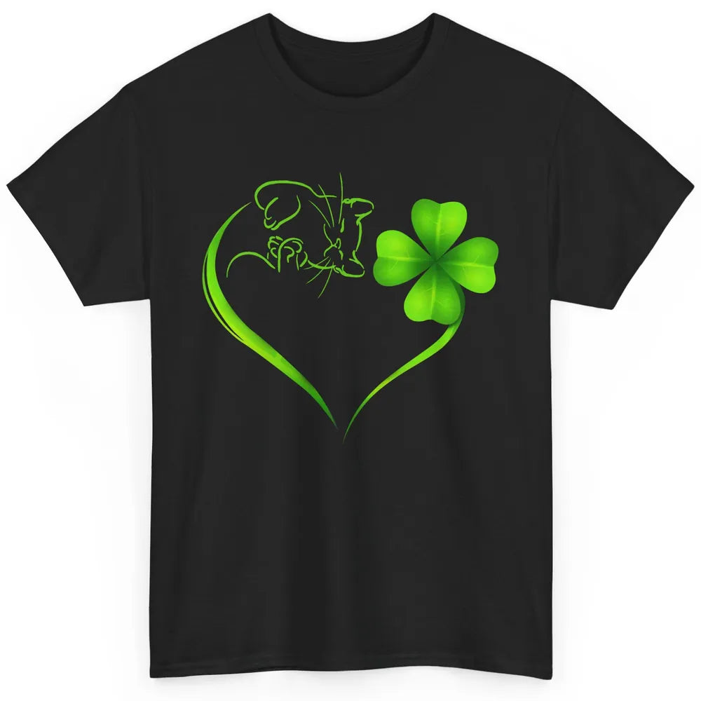 St Patricks Day Cat Shamrock Heart Go Lucky St Paddy Day Classic Unisex T-Shirt