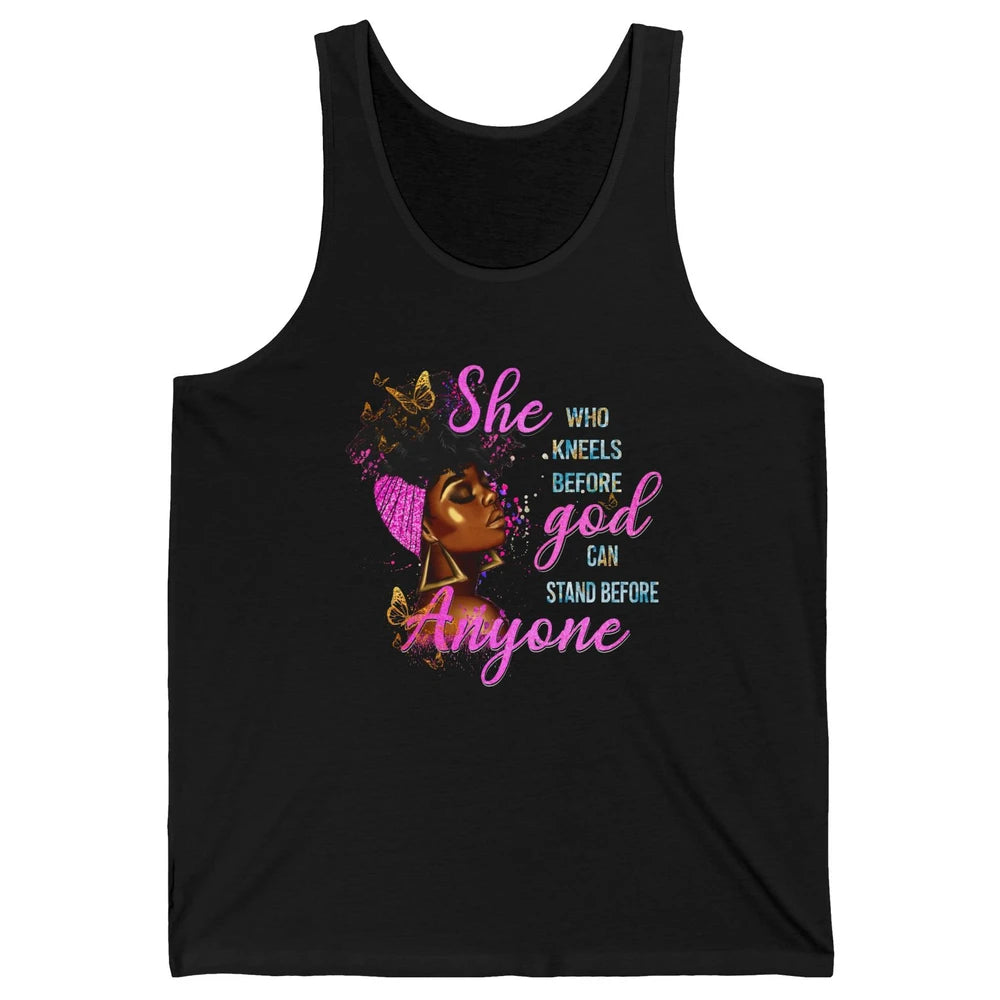 Black Girl She Who Kneels Before God Christian Afro Women Unisex Jersey Tank