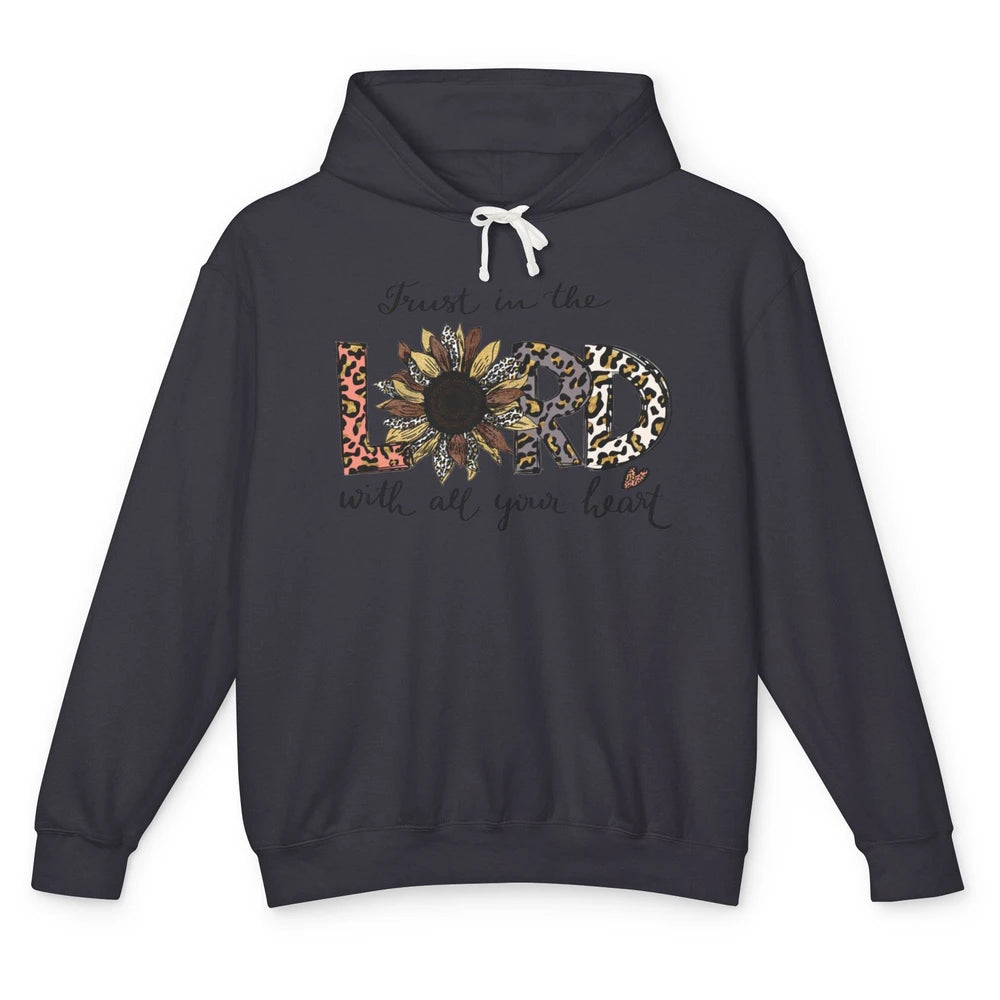 Trust In The Lord Love Christian Sunflower Leopard Jesus Unisex Lightweight Hoodie