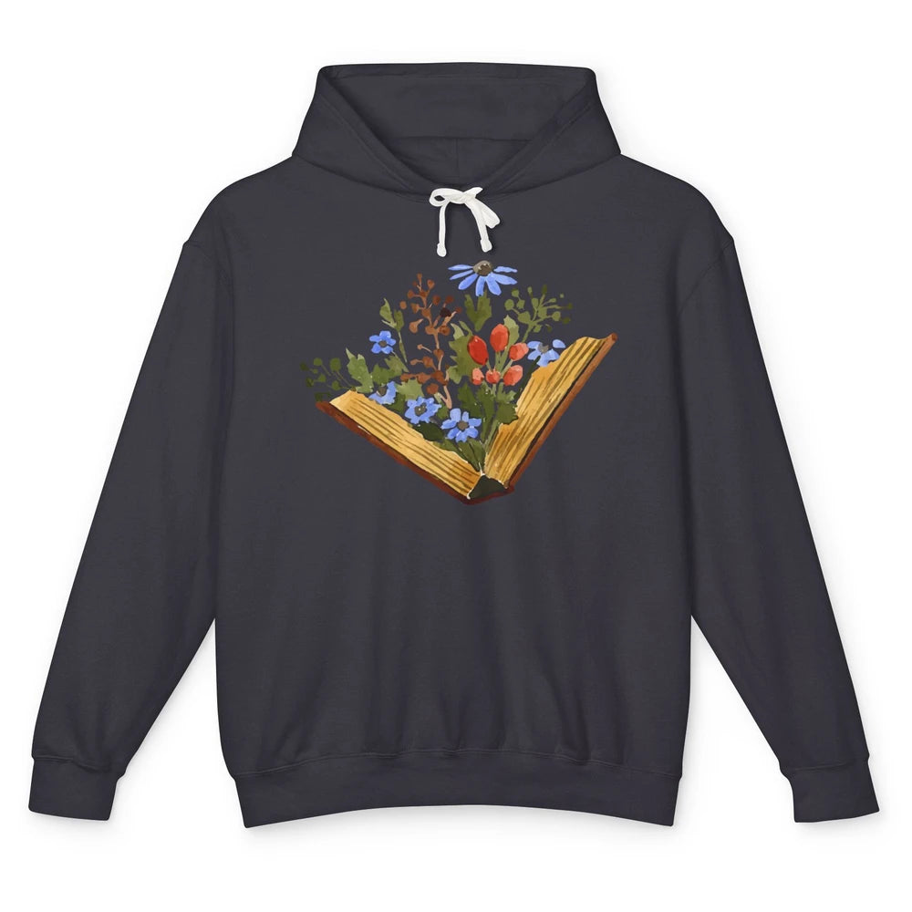 Retro Wildflowers Book Reading Bookworm Teacher Librarian Unisex Lightweight Hoodie