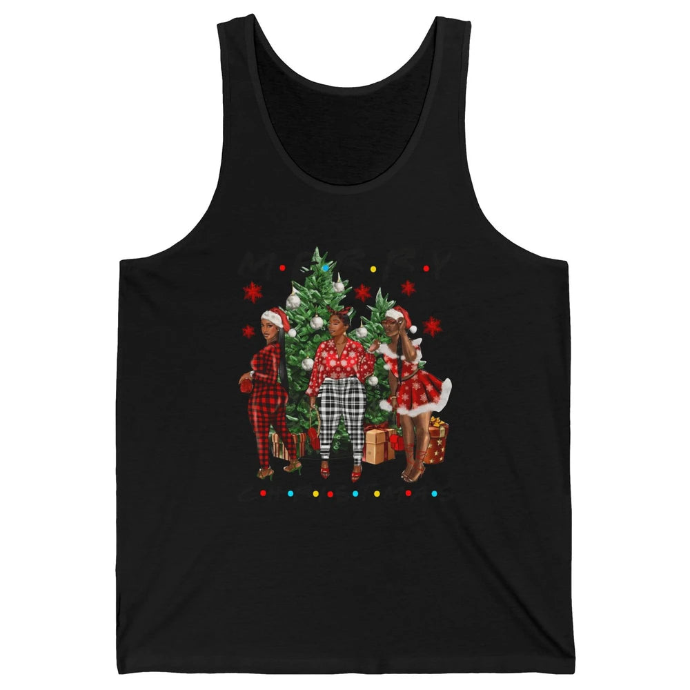 Merry Christmas African American Black Woman Xmas Afro Santa Unisex Jersey Tank