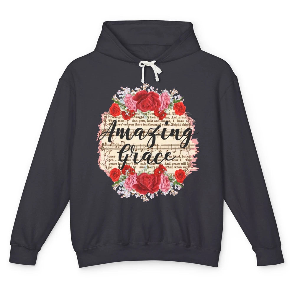 Floral Amazing Grace Jesus Lovers Christian Religious Gift Unisex Lightweight Hoodie