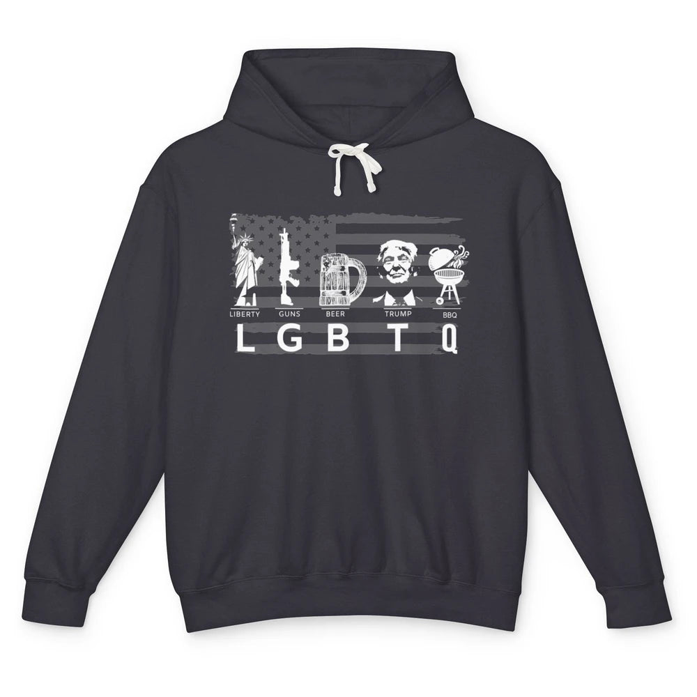 Funny Support LGBTQ Liberty Guns Beer Vote 2024 Republican Unisex Lightweight Hoodie