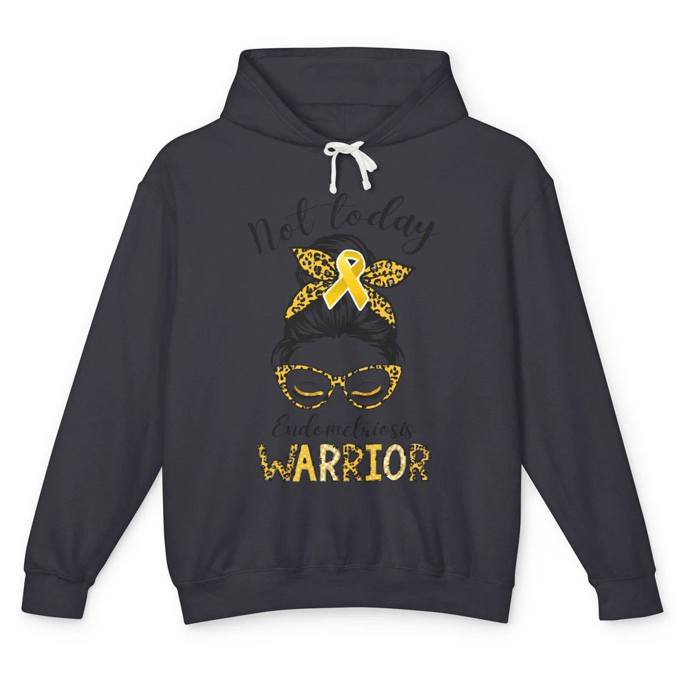 Endometriosis Awareness Leopard Messy Bun Not Today Warrior Unisex Lightweight Hoodie