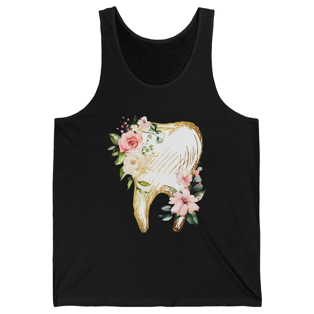 Vintage Floral Tooth Anatomy Dental Hygienist Dentist Life Unisex Jersey Tank