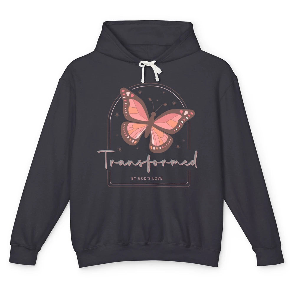 Transformed By God's Love Butterfly Faith Christian Jesus Unisex Lightweight Hoodie