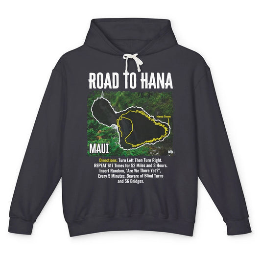 Road To Hana Map Maui Island Surfing Hawaiian Beach Summer Unisex Lightweight Hoodie