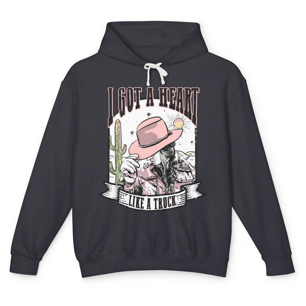 Retro Desert Cowgirl I Got A Heart Like A Truck Western Unisex Lightweight Hoodie