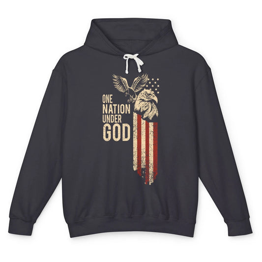 One Nation Under God Flag 4th Of July Independence Patriotic Unisex Lightweight Hoodie