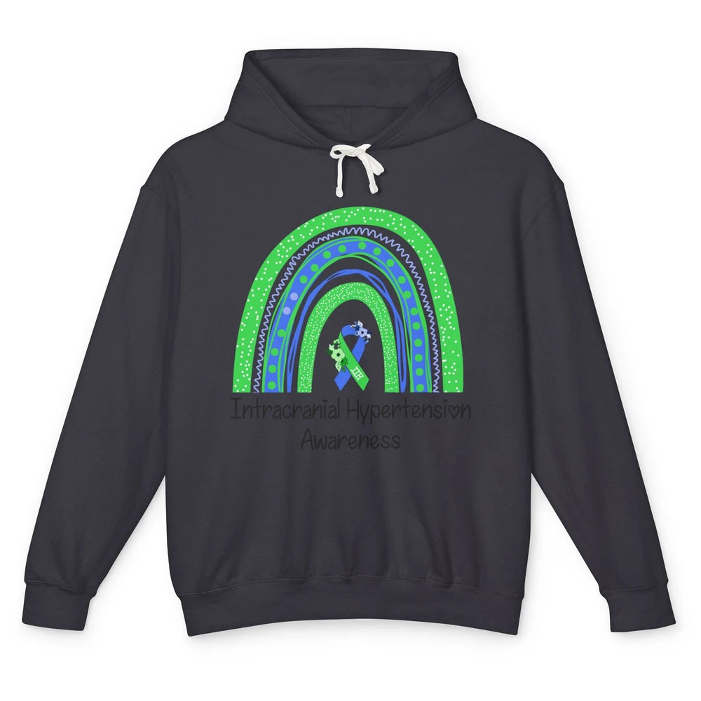 Intracranial Hypertension IIH Awareness Blue Green Rainbow Unisex Lightweight Hoodie