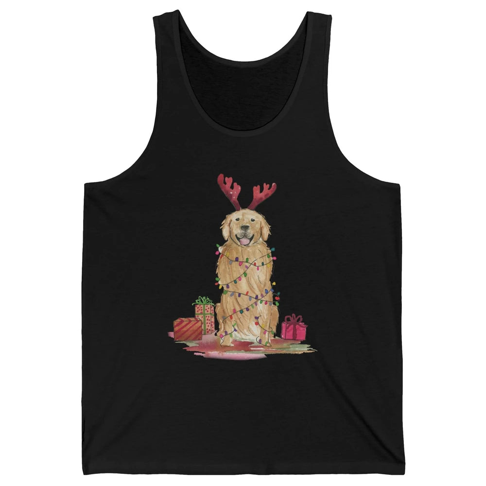 Santa Golden Retriever Reindeer Snowflake Christmas Costume Unisex Jersey Tank