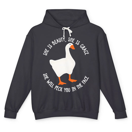 Funny Goose She's Beauty She's Grace Peck You In The Face Unisex Lightweight Hoodie