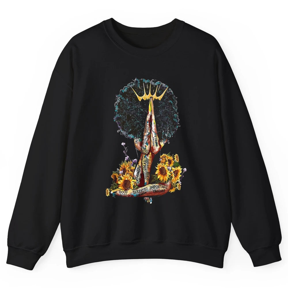 Black Woman Girl Praying African American Lady Black Pride Unisex Crewneck Sweatshirt