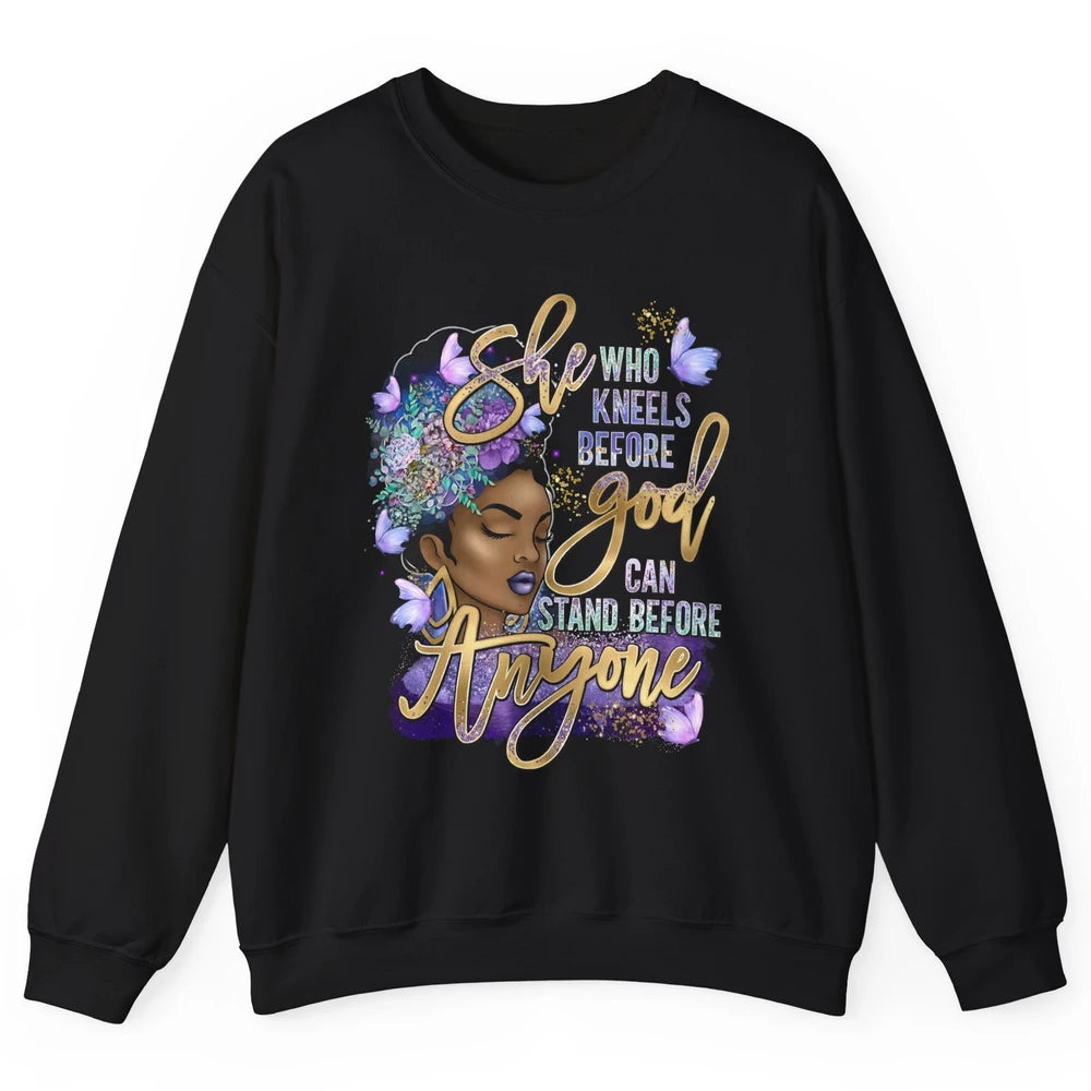 Black Girl She Who Kneels Before God Christian Afro Women Unisex Crewneck Sweatshirt