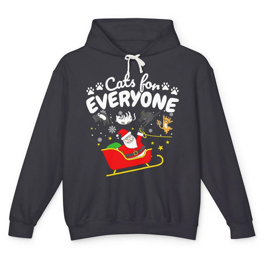 Merry Christmas Funny Cat For Everyone Santa Claus Reindeer Unisex Lightweight Hoodie