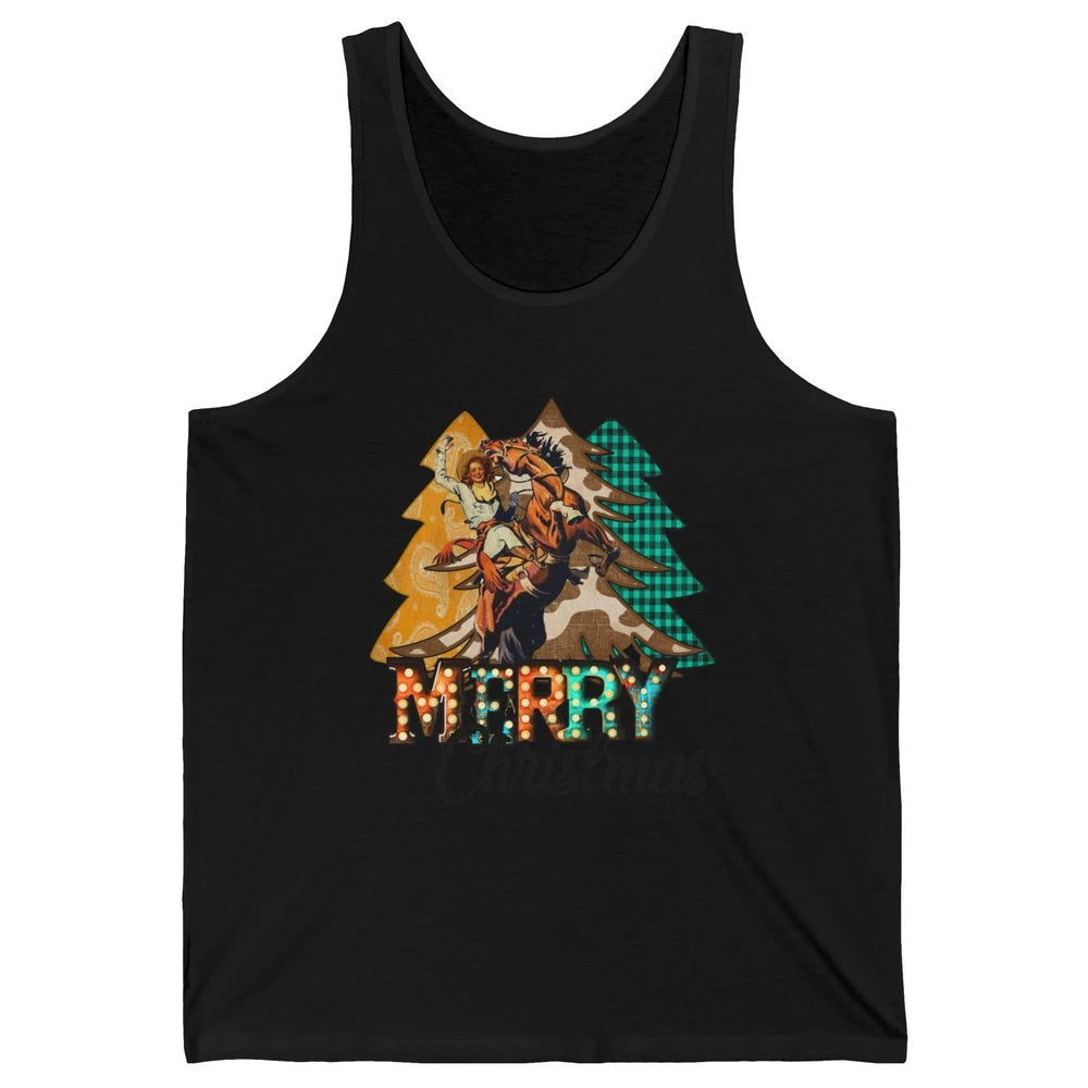 Rodeo Mom Cowgirl Christmas Tree Western Country Cowboy Gift Unisex Jersey Tank