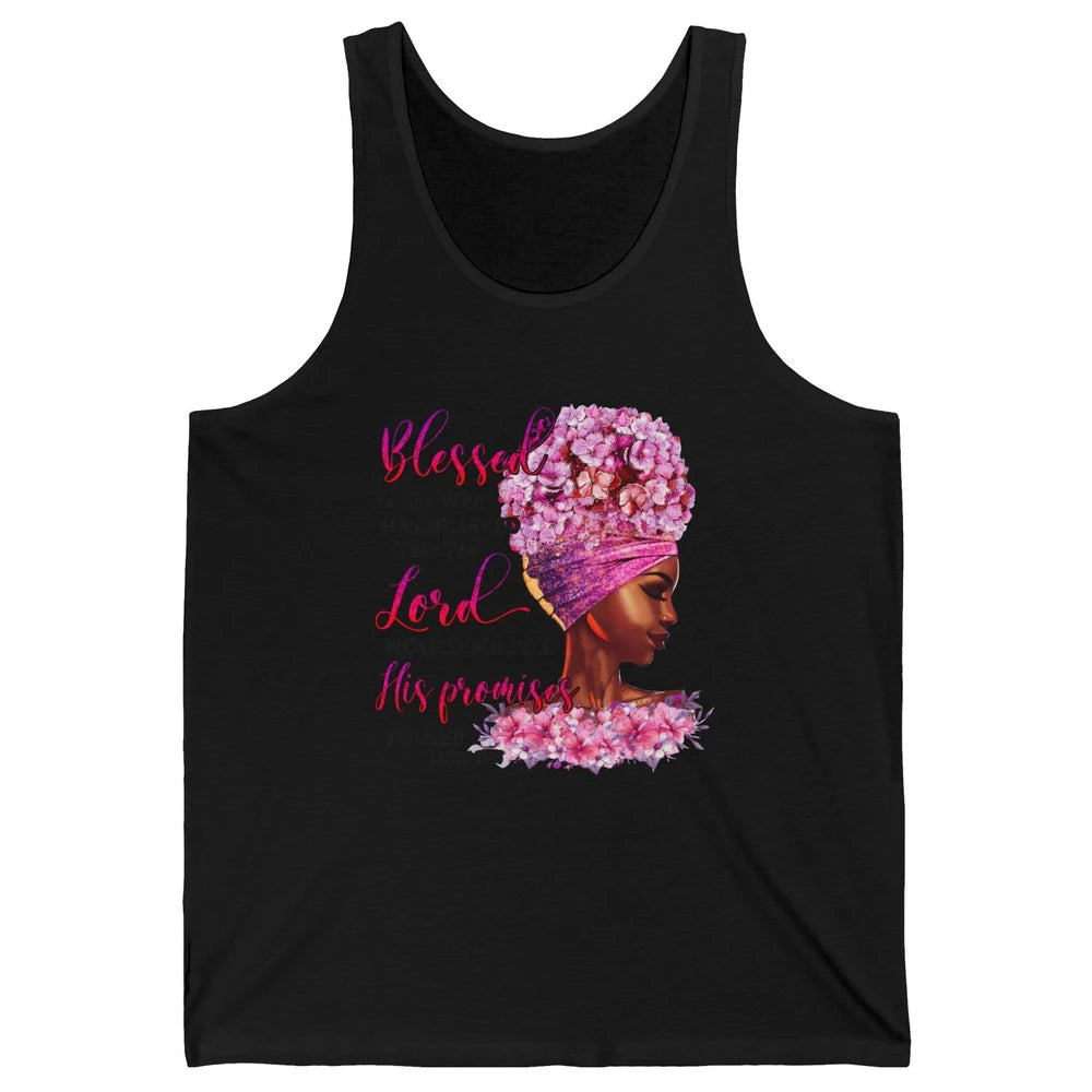 Black Woman Blessed Is She Who Believed God Christian Unisex Jersey Tank