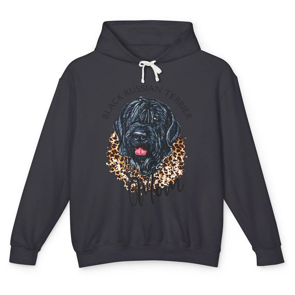 Black Russian Terrier Dog Mom Black Russian Terrier Leopard Unisex Lightweight Hoodie