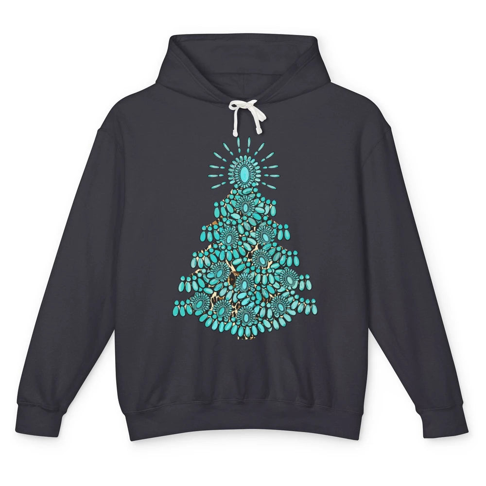 Turquoise Christmas Tree Western Christmas Country Farm Unisex Lightweight Hoodie