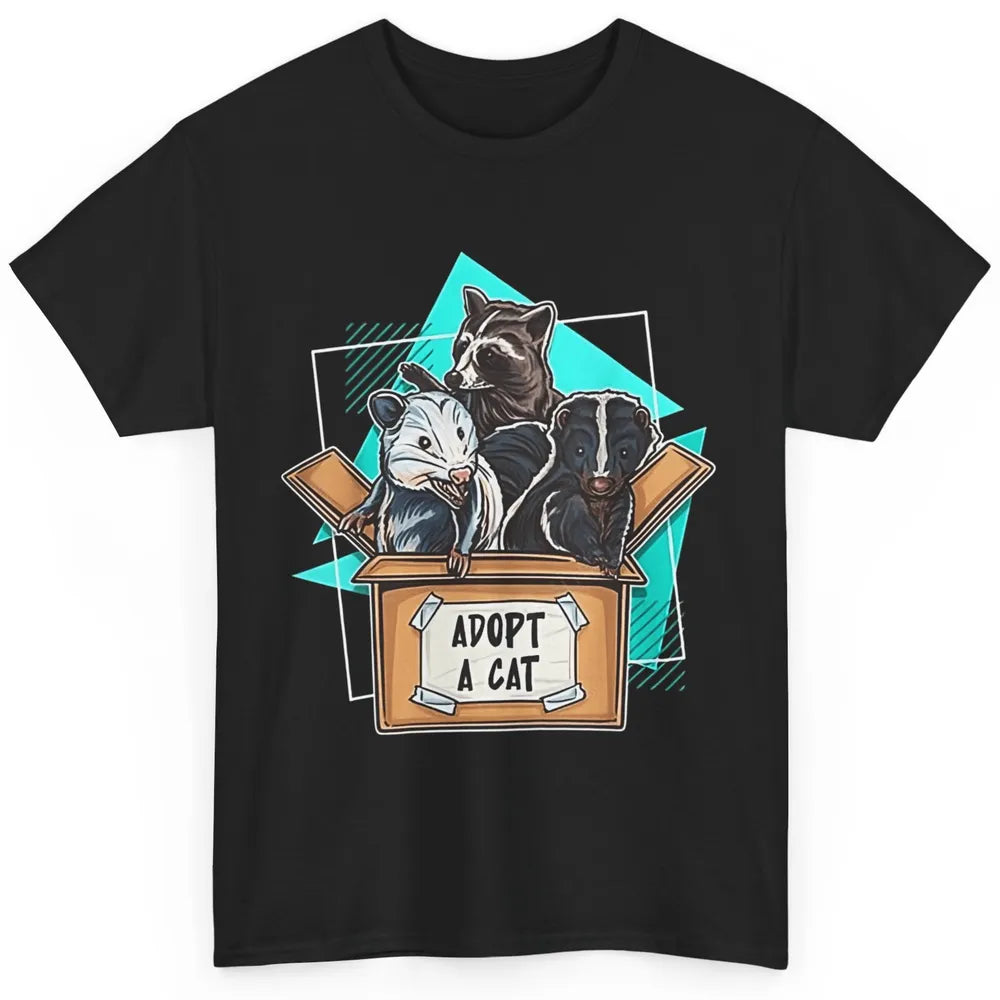 Adopt Forbidden Cats In Box Raccoon Skunks Possum Vaporwave Classic Unisex T-Shirt